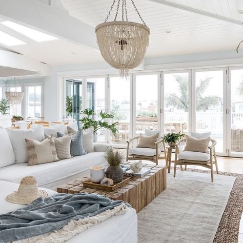 Block Coffee Table, Beach House Living Room, Beach House Interior Design, Coastal Interiors Design, Coastal Living Rooms, Modern Beach House, Beach House Interior, Design Room, Coastal Living Room