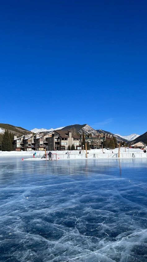 Frozen lake, Colorado, ice skating, pond hockey, lake hockey, snow mountains , winter aesthetic, nature Frozen Lake Skating, Snow Kingdom Aesthetic, Frozen Lake Aesthetic, Ice Skating Background, Cottage Life Aesthetic, Ice Skating Pond, Ice Skating Images, Snow Kingdom, Zpt Background