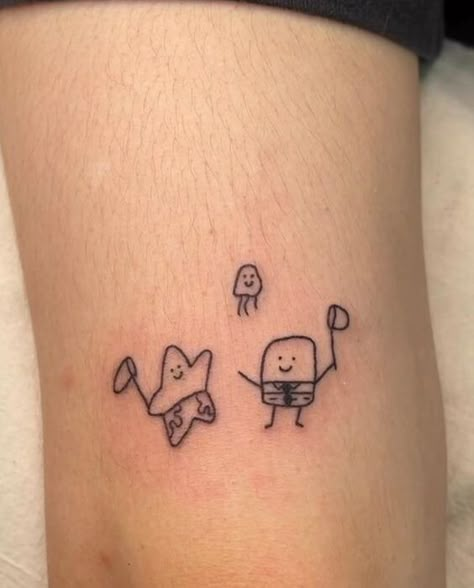 Small Spongebob Tattoos. Small Tattoos Spongebob, Tiny Spongebob And Patrick Tattoo, Spongebob Doodle Tattoo, Tiny Spongebob Tattoo, Spongebob Tattoo Black And White, Spongebob Minimalist Tattoo, Spongebob Stick And Poke, Spongebob Sister Tattoos, Funny Spongebob Tattoo