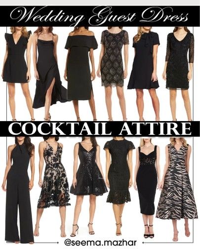 Black Cocktail Dress Classy Accessories, Bridesmaid Cocktail Dresses, Colorado Cocktail Attire, Black And White Cocktail Party Attire, Formal Wedding Guest Attire Fall, Summer Wedding Cocktail Dress, After Five Attire For Women Party, Wedding Cocktail Party Outfit, Wedding Cocktail Dress Guest