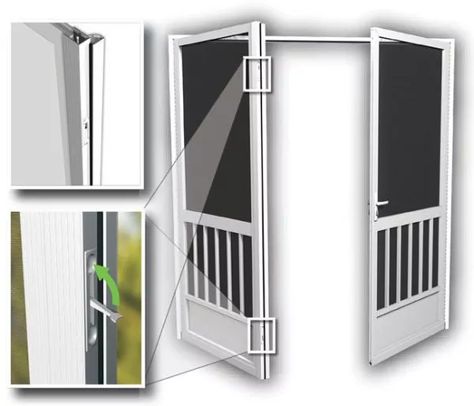 Double Screen Doors, Screened Front Porches, French Doors With Screens, Aluminum Screen Doors, Patio Screen Door, French Doors Bedroom, Double Door Entryway, Diy Screen Door, Double Doors Exterior