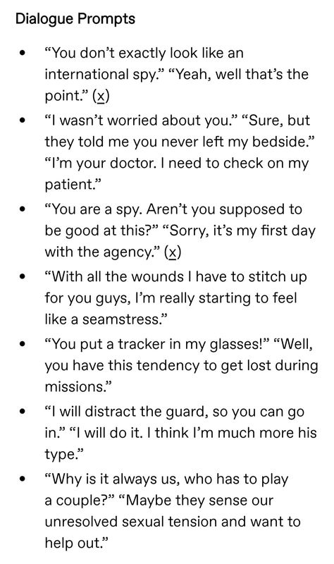 Caretaker Dialogue Prompts, Caretaker Prompts, Check On Me, Writing Plot, Dialogue Prompts, Never Leave Me, The Agency, Writing Tips, Writing Prompts