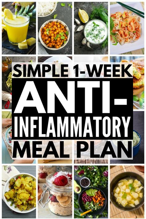 Anti-Inflammatory Meal Plan: 7-Day Anti-Inflammatory Diet for Beginners Smoothies Vegan, Meal Plan For Beginners, Paleo For Beginners, Inflammation Diet, 7 Day Meal Plan, Inflammatory Diet, Diet For Beginners, Anti Inflammation, Boost Your Immune System