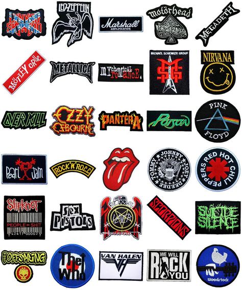 All good bands Logo Band Metal, Heavy Metal Bands Logo, Rock Band Patches, Punk Rock Patches, Band Logos Ideas, Metal Bands Logo, Patch Ideas Punk, Rock Band Logo Design, Rockband Logos