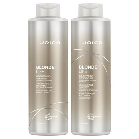 Joico Blonde Life Illuminating Shampoo & Nourishing Conditioner 1000ml Duo Set + FREE PUMPS for Blonde/Grey/Platinum Hair Anti-Brass Grey Platinum Hair, Joico Blonde Life, Tamanu Oil, Platinum Hair, Shampoo Conditioner, Sulfate Free, Hair Shampoo, Shampoo And Conditioner, Blonde Hair