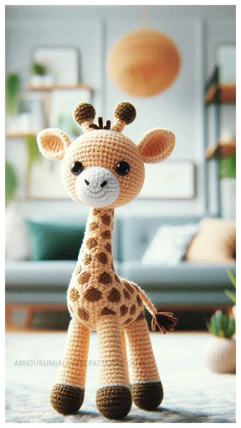 Little Giraffe Amigurumi Crochet Free Pattern Free Crochet Pattern Giraffe, Giraffe Crochet Pattern Free, Crochet Giraffes, Crochet Giraffe Free Pattern, Beer Haken, Giraffe Haken, Amigurumi Crochet Free Pattern, Crochet Giraffe Pattern, Crochet Giraffe