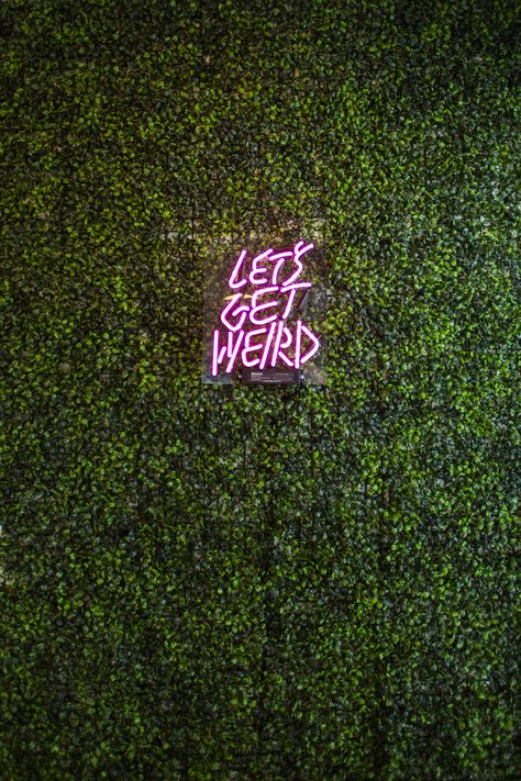 Turf Wall With Neon Sign, Grass Wall And Neon Sign, Faux Greenery Wall With Neon Sign, Hedge Wall With Neon Sign, Green Grass Wall With Neon Sign, Pink Neon Sign Grass Wall, Grass Wall Led Sign, Ivy Wall, Hangout Room