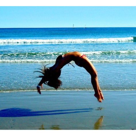 To be able to take a picture like this, this summer...  back handspring goal! Handstand, Tumbling, At The Beach, We Heart It, A Woman, The Beach, Lost, Water