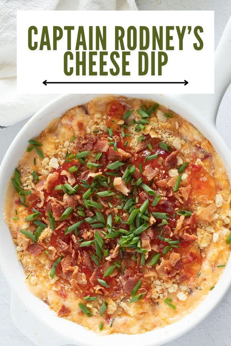 Captain Rodney's Dip is a delicious cheese bake dip made with creamy cheese, crispy bacon, butter crackers, and the sweet and spicy kick of Captain Rodney's Glaze. You can also use Red Pepper Jelly to make Captain Rodney's Cheese Dip as well! 🥰 Captain Rodney Dip Recipe, Captain Rodney Dip, Captain Rodney’s Dip Recipe, Captain Rodney’s Cheese Dip, Captain Rodney’s Dip, Captain Rodney's Dip, Bacon Crackers, Friendsgiving Appetizers, Bacon Butter