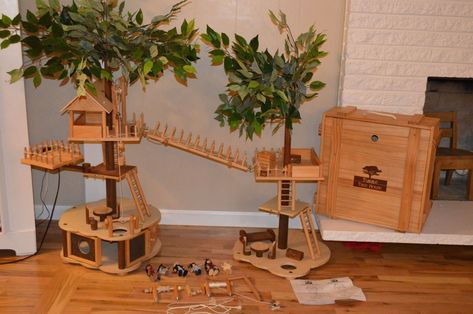 Tumble treehouse, wooden playhouse toy set, wood doll house, | #1720550204 Diy Wooden Treehouse Toy, Treehouse Dollhouse, Wood Doll House, Toy Trees, Wood Doll, Wooden Playhouse, Wood House, Miniature Trees, Small World Play