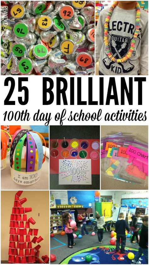 25 Brilliant 100th day of school activities. Craft projects, math games, writing projects and tons more. School Activities For Kids, 100th Day Of School Activities, 100 Días De Clases, 100th Day Of School Crafts, 100s Day, 100 Day Of School Project, Geek House, Teaching Holidays, Writing Projects