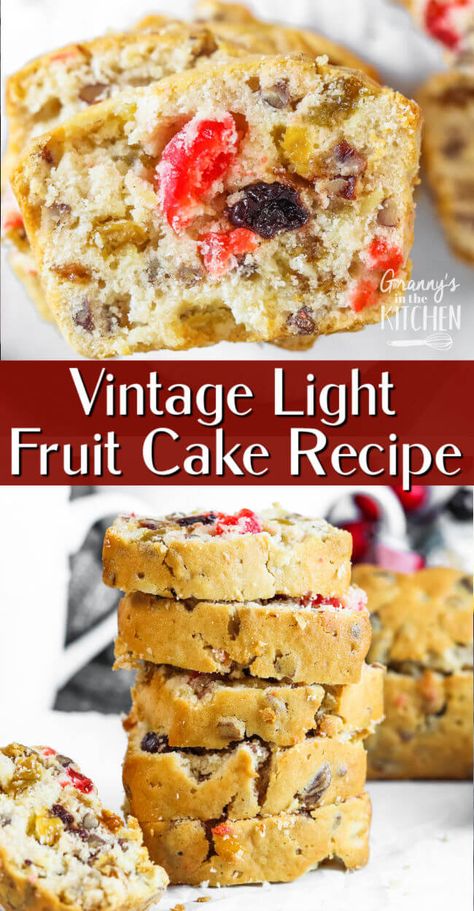 White Fruit Cake Recipe, Fruit Cake Without Candied Fruit, Light Fruit Cake Recipe Christmas, Light Christmas Cake Recipe, White Fruit Cake Recipe Old Fashion, Best Fruit Cake Recipe Christmas, Christmas Fruitcake Recipes, Fruit Cakes Recipes, No Bake Fruit Cake Recipe