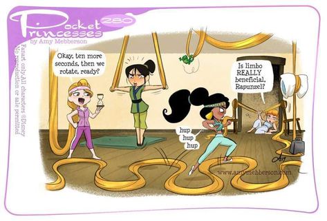 Amy Mebberson, Pocket Princess Comics, Disney Princess Comics, Disney Princess Memes, Plane Icon, Gym Hair, Pocket Princess, Disney Princess Cartoons, Pocket Princesses