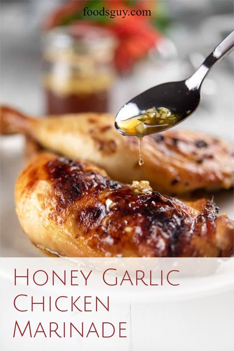 Honey Garlic Chicken Marinade, Honey Garlic Marinade, Baked Chicken Marinade, Garlic Chicken Marinade, Campfire Desserts, Garlic And Olive Oil, Spring Cocktails Recipes, Garlic Marinade, Spring Food