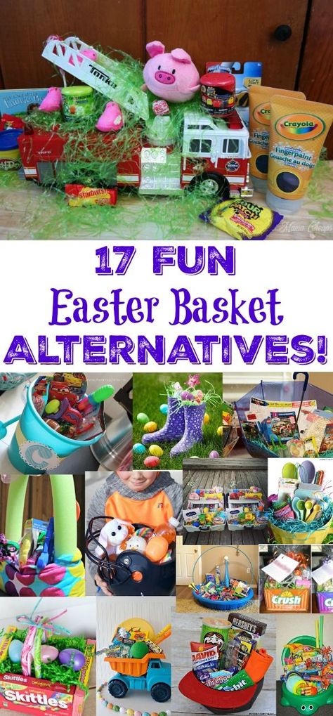 17 Fun Easter Basket alternatives!!!   https://www.mamacheaps.com/2018/03/fun-easter-basket-alternatives.html Easter Basket Alternatives, Food Alternatives, Easter Food Crafts, Fun Easter Baskets, Crockpot Ham, Easter Basket Ideas, Easy Easter Decorations, Easter Basket Fillers, Holiday Menus