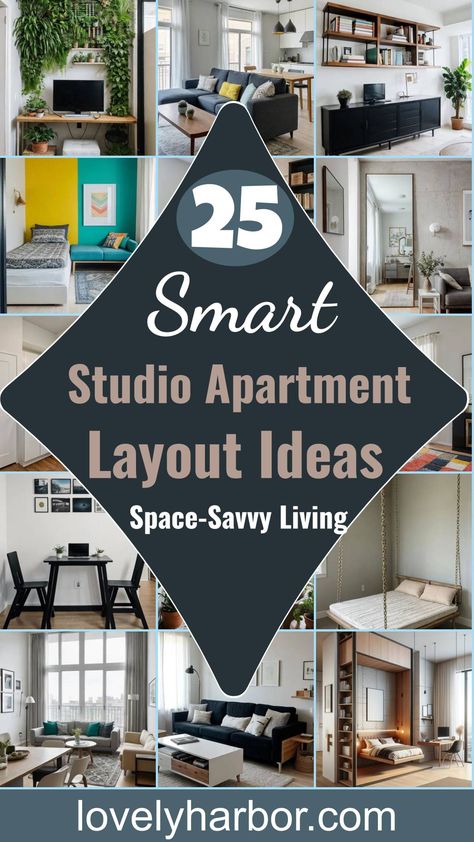 25 Studio Apartment Layout Ideas (Space-Savvy Living) Studio Apartment Layout Design Ideas, Apartment Layout Ideas, Studio Room Ideas, Small Bedroom Makeover, Tiny Studio Apartments, Small Bedroom Layout, Studio Layout, Studio Apartment Living, Studio Apartment Design