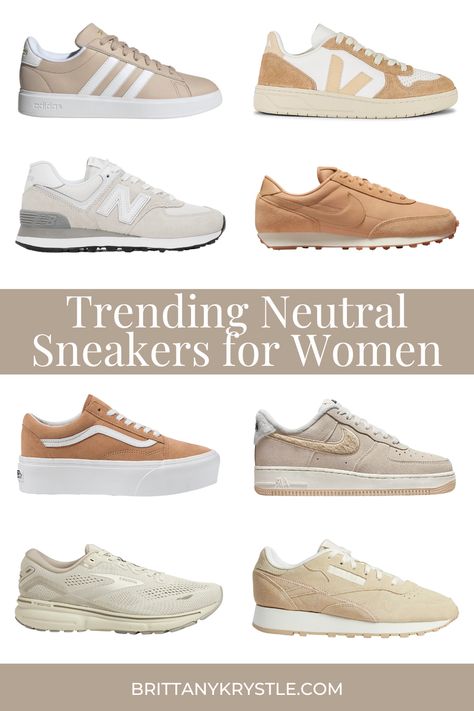 Womens Neutral Nike Shoes, Womens Casual New Balance Shoes, Women's Fall Shoes 2023, Fall Shoes 2023 Sneakers, Trendy Womens Sneakers 2023, Fall 23 Shoe Trends, Cream Sneakers Women, Autumn Sneakers 2023, Fall 2023 Sneaker Trends Women