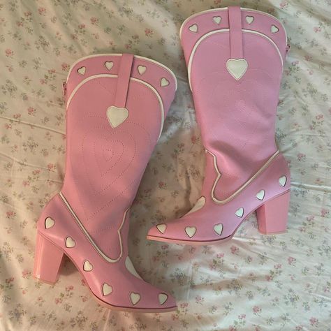 Look what I just found on Depop 🙌 https://depop.app.link/qV9jc2LGfnb Heart Boots, Barbie Cowgirl, Buckle Bunny, Festival Fits, Country Aesthetic, Big Little Reveal, Pink Cowgirl, Reveal Ideas, Wear Pink