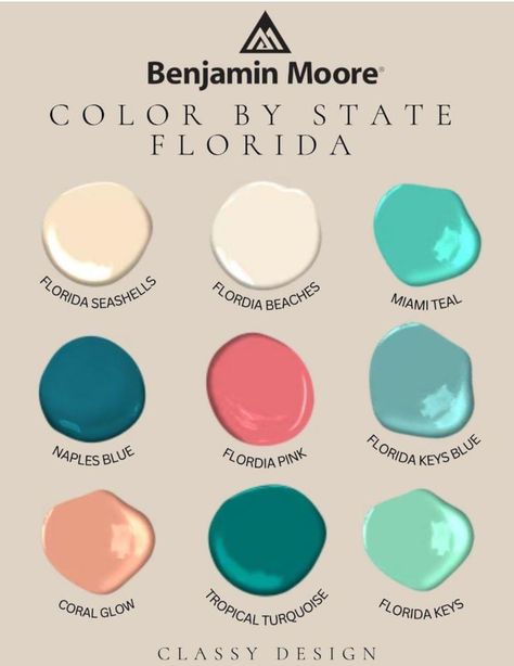 Florida Style Decor, Beach Exterior House Colors, Behr Caribe Color Schemes, Beachy Bathroom Colors, Old Florida Paint Colors, Florida Color Palette, Florida Beach Color Palette, Beach Colors, Turquoise Beach House Exterior