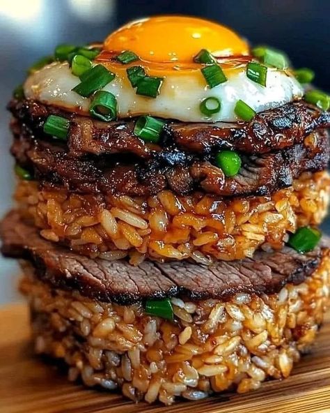 Food Dolls Recipes | Korean BBQ Beef Rice Stack œ | Facebook Bbq Rice, Korean Bbq Beef, Bbq Chicken Breast, Roasted Red Pepper Soup, Cooking Jasmine Rice, Beef Rice, Food Mold, Jamie Oliver Recipes, Korean Beef