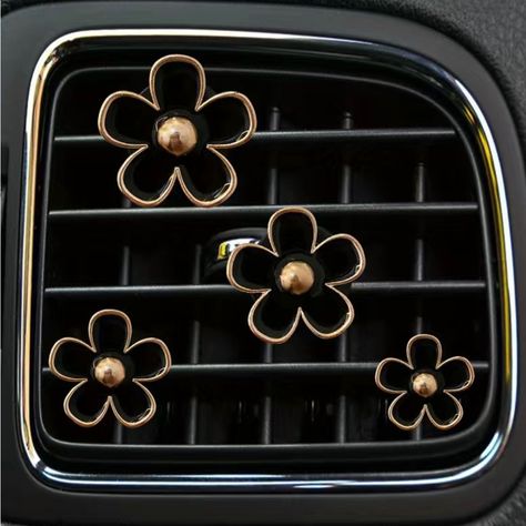 Comes With Two Air Freshener Packets. Car Air Freshener Gold And Black Girly Car Accessories, Car Deco, Interior Decoration Accessories, Cool Car Accessories, Girly Car, Flower Car, Car Vent, Cute Car Accessories, Car Personalization