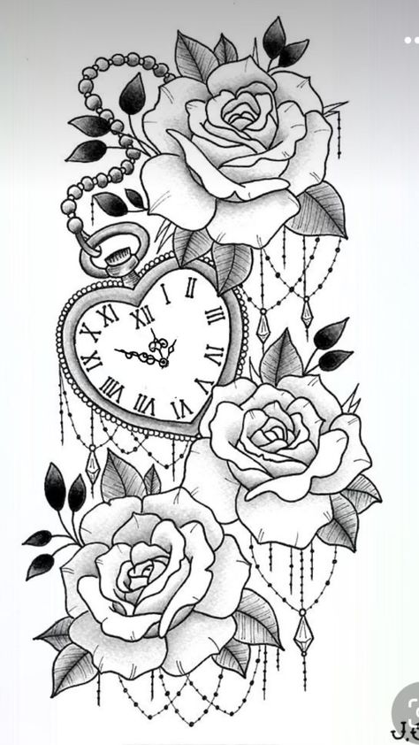 Heart Shaped Lock Tattoo, Pocket Watch Tattoo Design, Lock Tattoo, Locket Tattoos, Watch Tattoo Design, Catrina Tattoo, Clock Tattoo Design, Tattoo Zeichnungen, Cat Tattoos