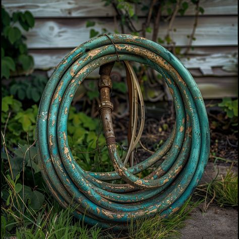 Why You Should Never Throw Your Old Garden Hose Away Recycled Garden Hose, Garden Hose Wreath, Garden Hose Hanger, Hose Hanger, Unique Garden Decor, Old Garden, Garden Hose Reel, Hose Storage, Garden Hacks