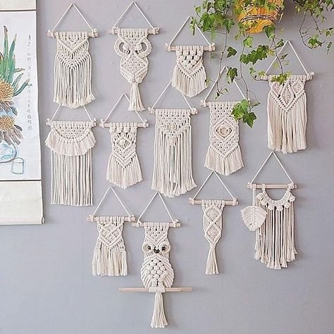 Quantity:1 pc; Type:Wall Tapestries; Listing Date:03/12/2024 Decor With Ropes, Small Macrame Wall Hanging, Macrame Wall Hangings, Small Macrame, Driftwood Wall Art, Macrame Wall Decor, Mini Macrame, Boho Tapestry, Bohemian Wall Decor