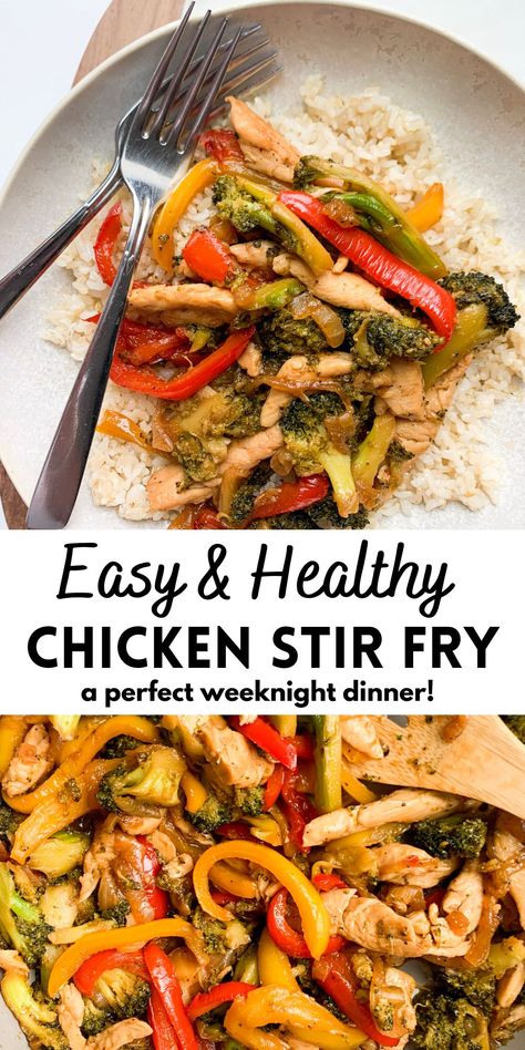 Essen, Broccoli Bell Pepper Recipes, Healthy Chicken Stir Fry, Stir Fry Recipes Healthy, Easy Chicken Stir Fry, Stir Fry Recipes Chicken, Easy Chicken Dinner Recipes, Eat Better, Chicken Stir Fry