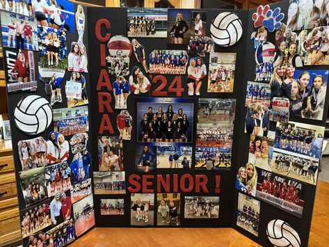 Senior Board Ideas Volleyball, Volleyball Board Ideas, Senior Poster Ideas Volleyball, Senior Board Ideas Sports Volleyball, Volleyball Senior Board, Senior Night Table Display Volleyball, Senior Night Tables Volleyball, Senior Vball Posters, Senior Poster Board Ideas Volleyball