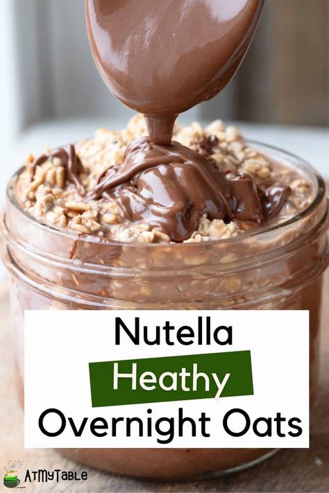 Experience the joy of Nutella in a healthy way with these easy overnight oats. A perfect balance of yummy and nutritious to start your day! Overnight Oats Recipe Nutella, Raspberry Chocolate Overnight Oats, Overnight Nutella Oats, Hazelnut Overnight Oats, Overnight Oats With Nutella, Baklava Overnight Oats, Nutella Overnight Oats Healthy, Kid Friendly Overnight Oats, No Yogurt Overnight Oats