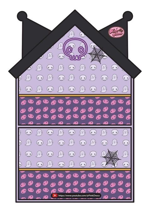 Kuromi House Paper, Sanrio Dollhouse, Diy Paper Doll House, Kuromi House, Diy Kuromi, House Quiet Book, Paper House Template, Hello Kitty Nails Art, Free Printable Paper Dolls