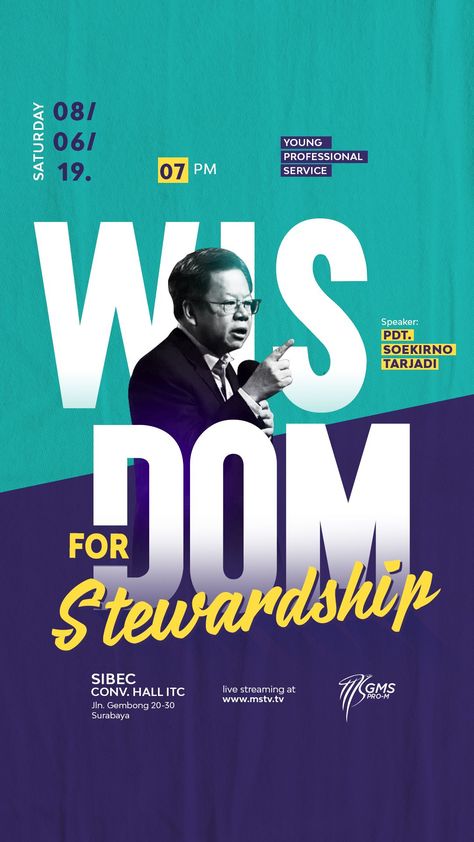 Poster & instastory design for Professional Young Services . Title "Wisdom For Stewardship" Education Poster Design, Poster Design Layout, Church Poster Design, Desain Editorial, 광고 디자인, Flyer Design Inspiration, Event Poster Design, Church Graphic Design, Graphic Design Ads