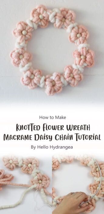 Macrame Daisy, Macrame Flowers, Daisy Wreath, Macrame Flower, Macrame Plant Hanger Patterns, Tutorial Ideas, Mini Macrame, Beauty Diy, Diy Macrame