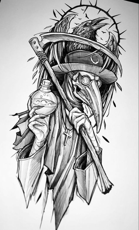 Doctor Tattoo, Egyptian Tattoo, Creepy Tattoos, Mythology Tattoos, Sketch Tattoo Design, Dark Art Tattoo, Tattoo Style Drawings, Tattoo Design Book, 다크 판타지