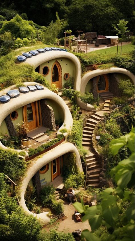 Imagined with Midjourney Tiny Cob House, Cobb Houses Exterior, Earthship Home Interior, Earth Ship Homes Plans, Solar Punk House, Cob House Exterior, Earthship Community, Earth Ship Homes, Solarpunk House