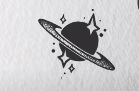 Saturn Flash Tattoo, Saturn Aesthetic Drawing, Astronomy Tattoo Ideas, Saturn Doodle, Saturn Tattoo Ideas, Small Saturn Tattoo, Small Planet Tattoo, Saturn Tattoo Design, Planets Tattoo Design