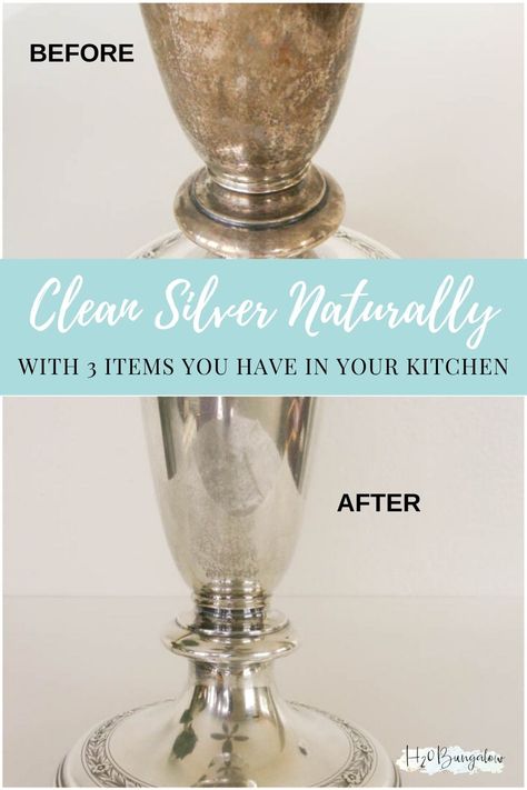 Silver Cleaner Diy, Remove Tarnish From Silver, Cleaning Tarnished Silver, Kitchen Ingredients, Silver Candle Holders, How To Clean Silver, Clean Sterling Silver, Silver Teapot, How Do You Clean