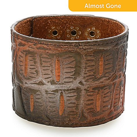 Anuschka Hand-Painted Leather Adjustable Cuff - Bring the beauty of Anuschka handbags to your wrist with this adjustable leather cuff! Featuring han