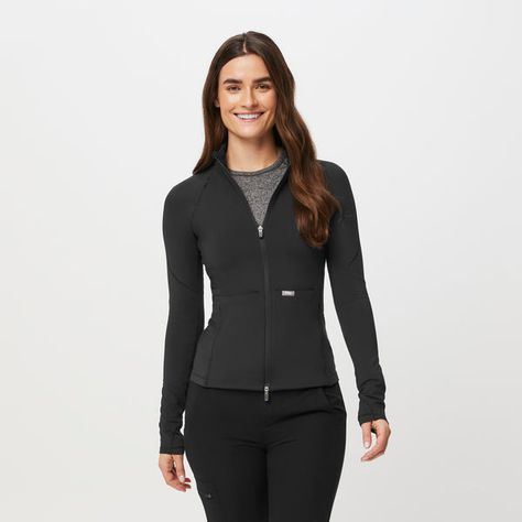 Women's Black Best Sellers | FIGS Figs Jacket, Aesthetics Nurse, Birthday 27, Black Figs, Vest Layering, Black Fig, Scrub Jackets, Lab Coats, Lululemon Jacket