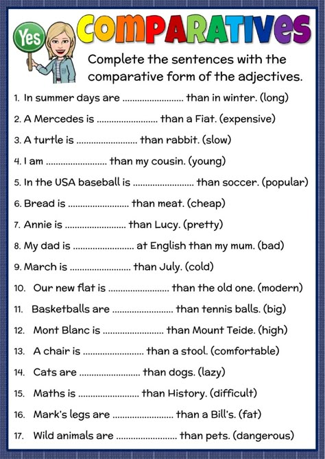 Comparatives online worksheet for elementary. You can do the exercises online or download the worksheet as pdf. As As Comparative Worksheet, Superlative And Comparative Worksheet, As As Worksheets, Comparative Adjectives Exercises, Comparative Adjectives Worksheets, Comparatives And Superlatives Worksheets, Comparatives Worksheet, Comparative Adjectives Worksheet, Comparative Superlative