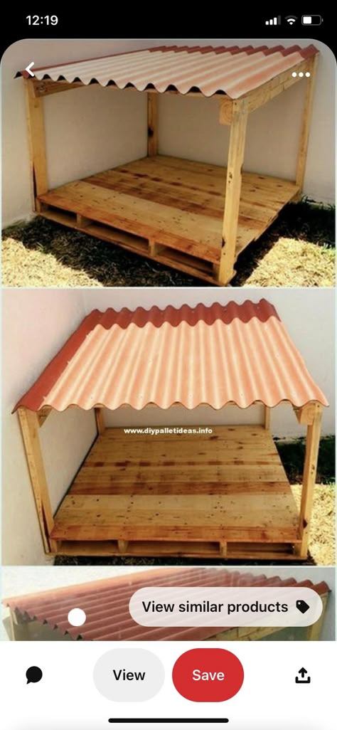 Diy Cheap Dog House, Dog Shade Ideas Backyards Diy, Diy Outdoor Dog Area, Diy Dog House Outdoor, Easy Dog House, Diy Dog Run, Outdoor Dog Area, Pallet Dog House, Dog Backyard