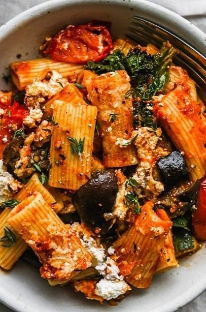 Eggplant And Kale Recipes, Eggplant Parmesan With Pasta, Eggplant Kale Recipes, Vegetarian Mediterranean Recipes Dinners, Tomato Eggplant Zucchini Bake, Eggplant Recipes With Pasta, Eggplant Rigatoni Recipes, Uses For Marinara Sauce, Eggplant Sausage Pasta