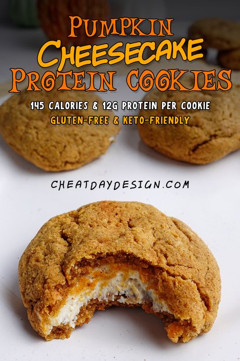 Healthy Baking Gluten Free, Pumpkin Cheesecake Protein Shake, Gluten Free Pumpkin Protein Cookies, Pumpkin Spice Protein Cookies, Healthy Pumpkin Protein Cookies, Low Carb High Protein Pumpkin Recipes, Five Super Foods, Pumpkin Protein Snacks, High Protein Low Carb Gluten Free Meals