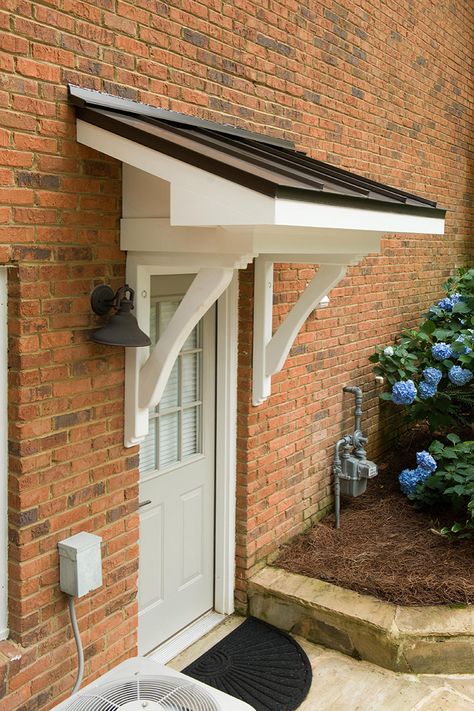 Side and Back Door Porticos - Traditional - Exterior - Atlanta - by Georgia Front Porch | Houzz AU Porch Flat Roof, Front Door Overhang, Awning Over Door, Front Door Awning, Door Overhang, Portico Design, Door Header, Flat Roof Extension, Hudson Homes