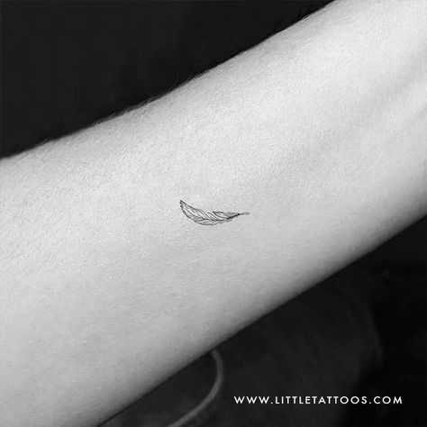 Feather temporary tattoo, get it here ► Small Tattoo Ideas Feather, Tattoo Feather Small, Small Feather Wrist Tattoos For Women, Micro Feather Tattoo, Feather Line Tattoo, Fine Line Tattoo Feather, Fine Detail Tattoo, Tiny Feather Tattoos For Women, Small Feather Tattoos For Women