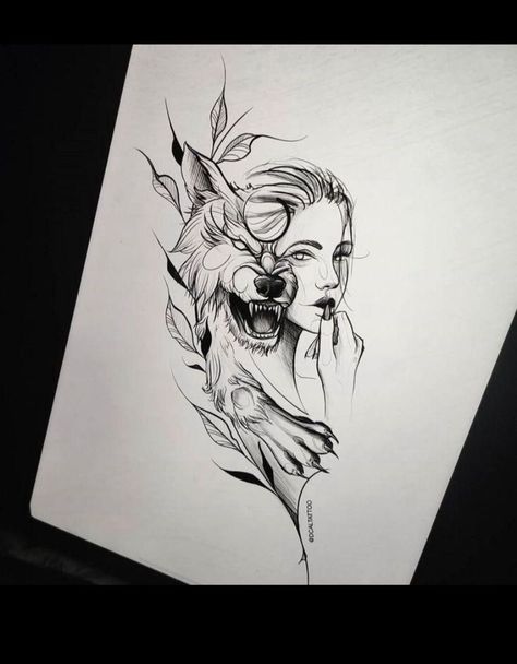 Back Tattoo Women Wolf, Wolf Woman Tattoo Design, Wolf Tattoo Arm For Women, Wolf Tattoo Back Woman, Wolf With Woman Tattoo, Female Wolf Tattoo For Women, Howling Wolf Tattoo For Women, Wolf Hip Tattoos Women, Wolf Tattoo For Women Leg