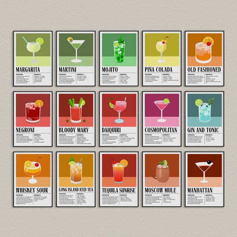 About our: Cocktails Posters 15 Pack, Cocktail Print Art Cocktail Wall Print Art, Cocktail Poster, Cocktails Set of 15 Poster, Cocktail Print Bar Cart: Elevate your bar cart decor with our Cocktails Posters 15 Pack, featuring stunning Cocktail Print Art. This Cocktails Set of 15 Poster collection is perfect for any cocktail enthusiast, adding a touch of elegance to your space with each Cocktail Wall Print Art. Transform your bar area with these vibrant cocktail prints, ideal for creating an invi Cocktail Prints Art, Mini Cocktails, Cocktails Poster, Perfect Bar Cart, Cocktail Posters, Margarita Martini, Cocktail Pictures, Cocktail Prints, Cocktail Wall Art