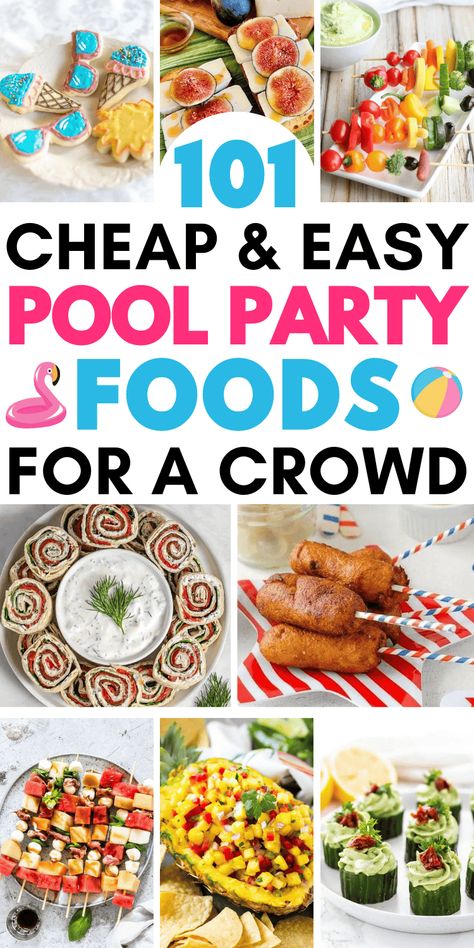 Easy pool party food ideas for a crowd! Fun summer appetizers, finger foods, side dishes, & desserts for your summer pool party! Cheap pool party food ideas, summer pool party ideas food, pool party appetizers summer food ideas parties, summer pool party food bbq, easy pool party food summer, quick and easy pool party snacks, pool party snacks for kids finger foods, outdoor pool party food ideas, pool party foods for adults, easy pool party recipes, food for pool party for kids, swim party ... Pool Party Food Ideas For Adults, Easy Pool Party Food, Party Appetizers Summer, Pool Party Foods, Summer Pool Party Food, Adult Pool Party Ideas, Pool Party Food Ideas, Summer Party Snacks, Summer Party Appetizers