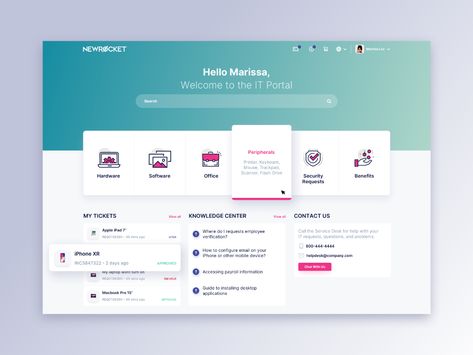 ServiceNow Turnkey Portal Solution Theme by Jeff Lloyd for NewRocket, Inc. on Dribbble Form Design Web, Intranet Portal, Portal Website, Portal Design, Card Ui, Ui Design Website, Self Service, Cafe Interior, Show And Tell